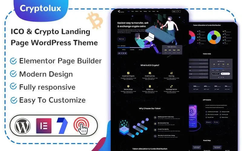 Cryptolux - WordPress theme for ICO and crypto landing pages