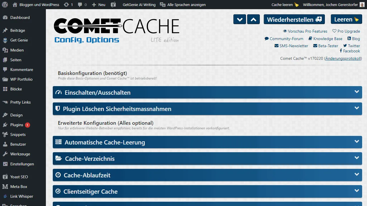 Comet Cache WP Admin