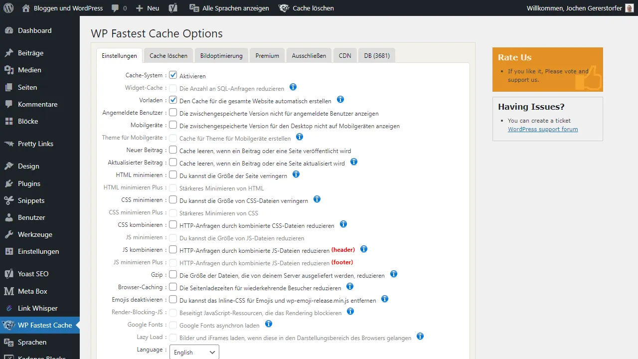 WP Fastest Cache Settings