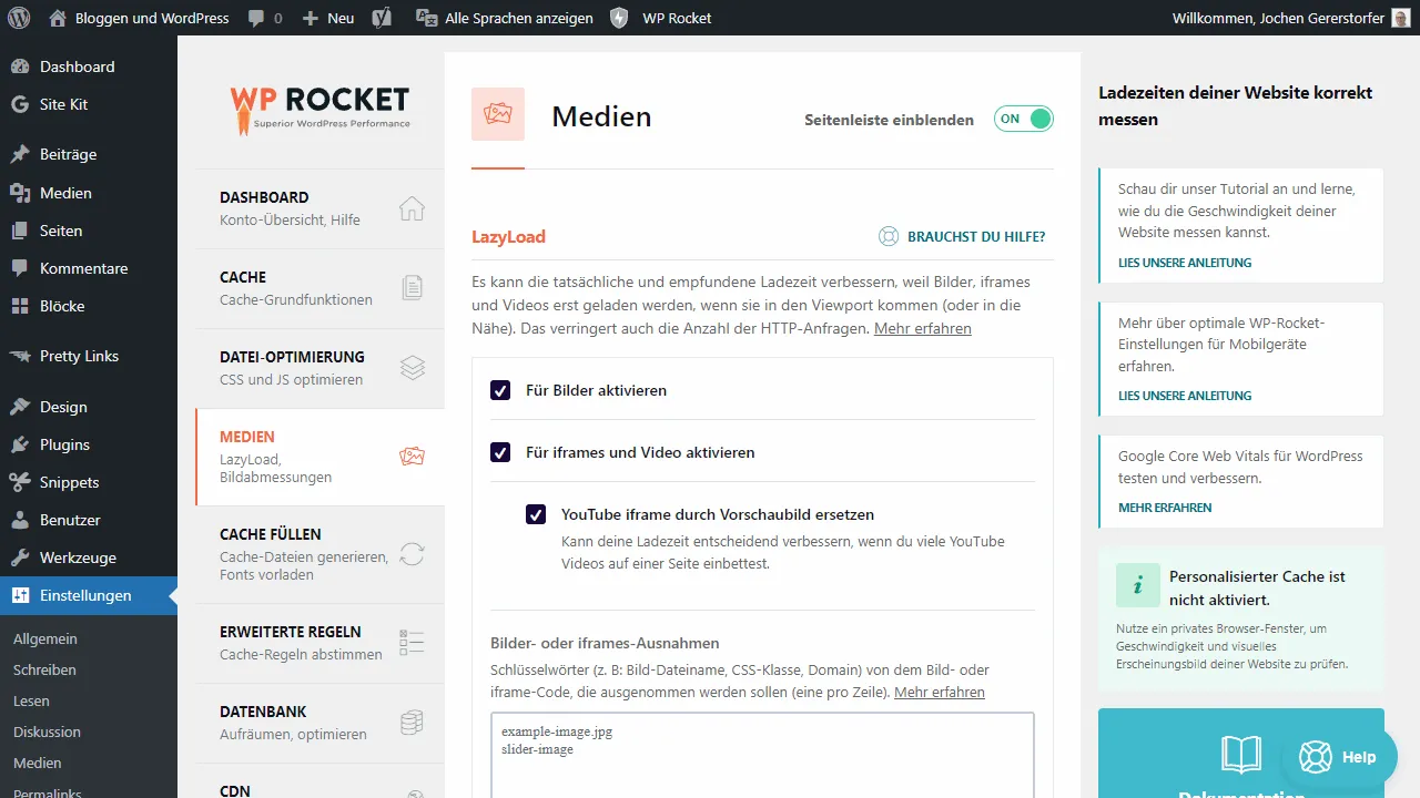 WP Rocket Medien-Optimierung