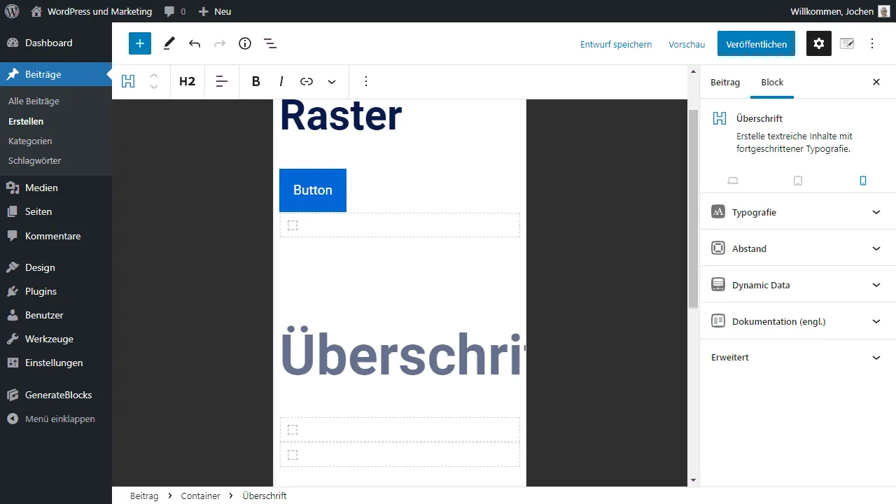 GenerateBlocks in der Mobile-Ansicht.