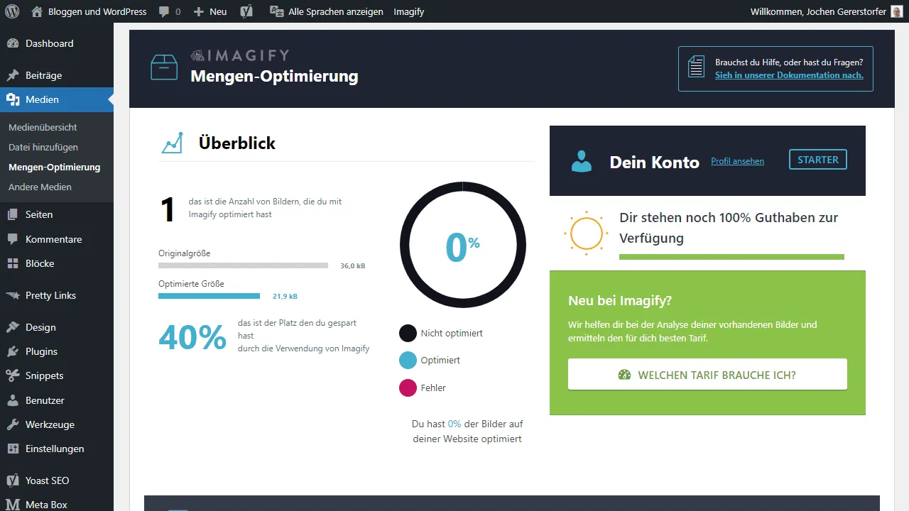 Imagify Bilder-Massenoptimierung