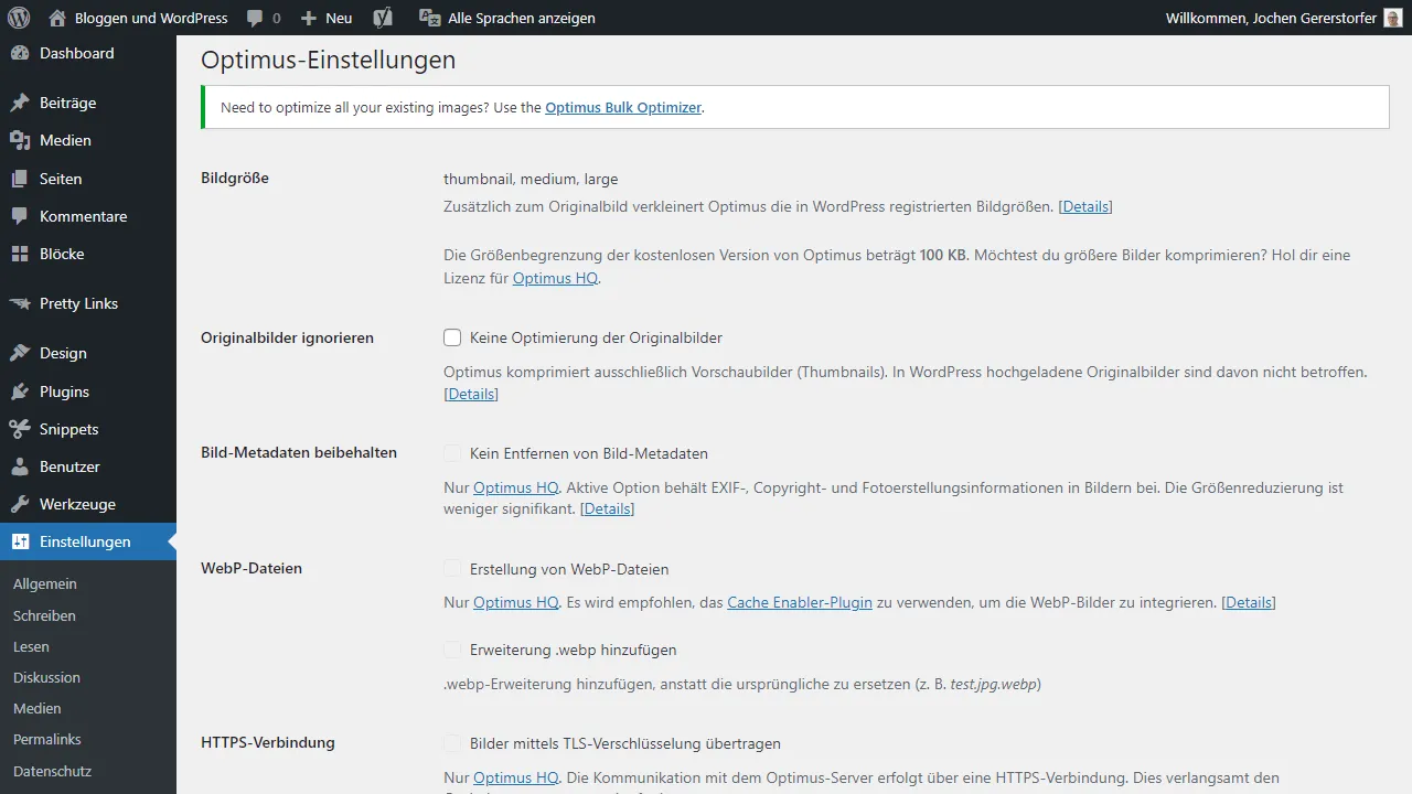 Optimus bietet wenige Einstellungen. Ohne Pro ist auch vieles gesperrt.