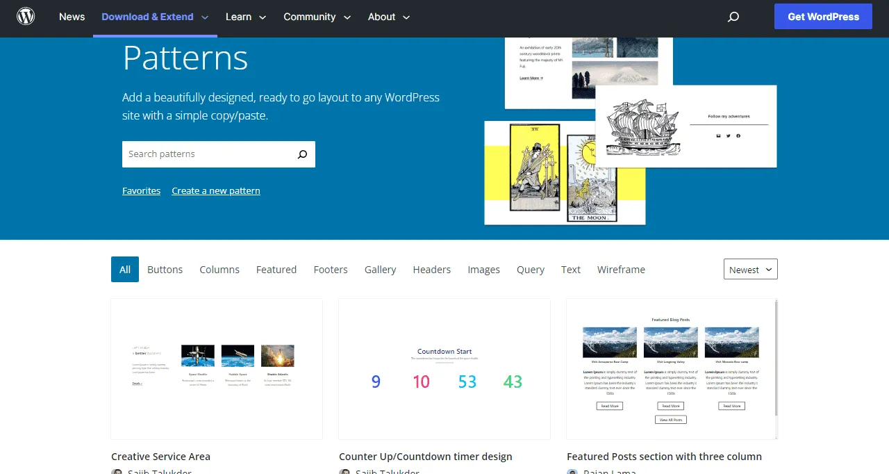 The patterns or templates also belong fix to Gutenberg and the blocks.