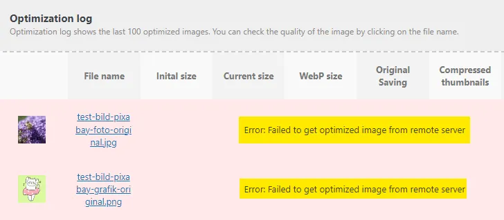 Unfortunately, the Robin Image Optimizer did not work during my test.