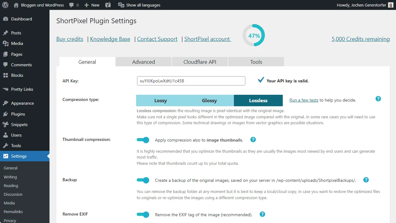 The ShortPixel Image Optimizer dashboard.